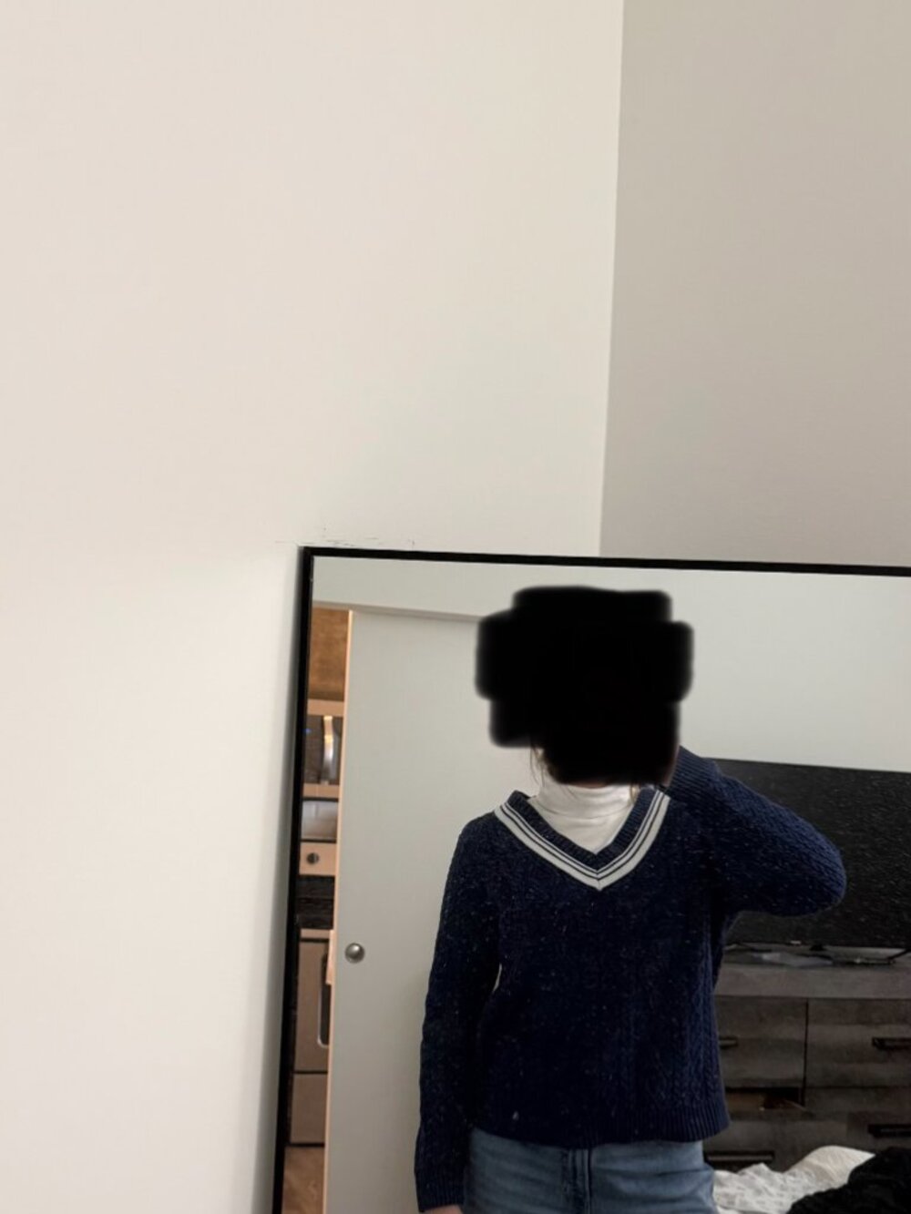 Blue Lands End V Neck Sweater